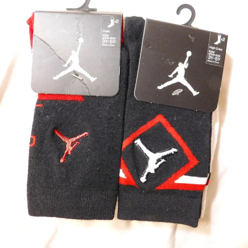Jordan Boys Logo Crew Socks 2 Packs Size 3Y-5Y